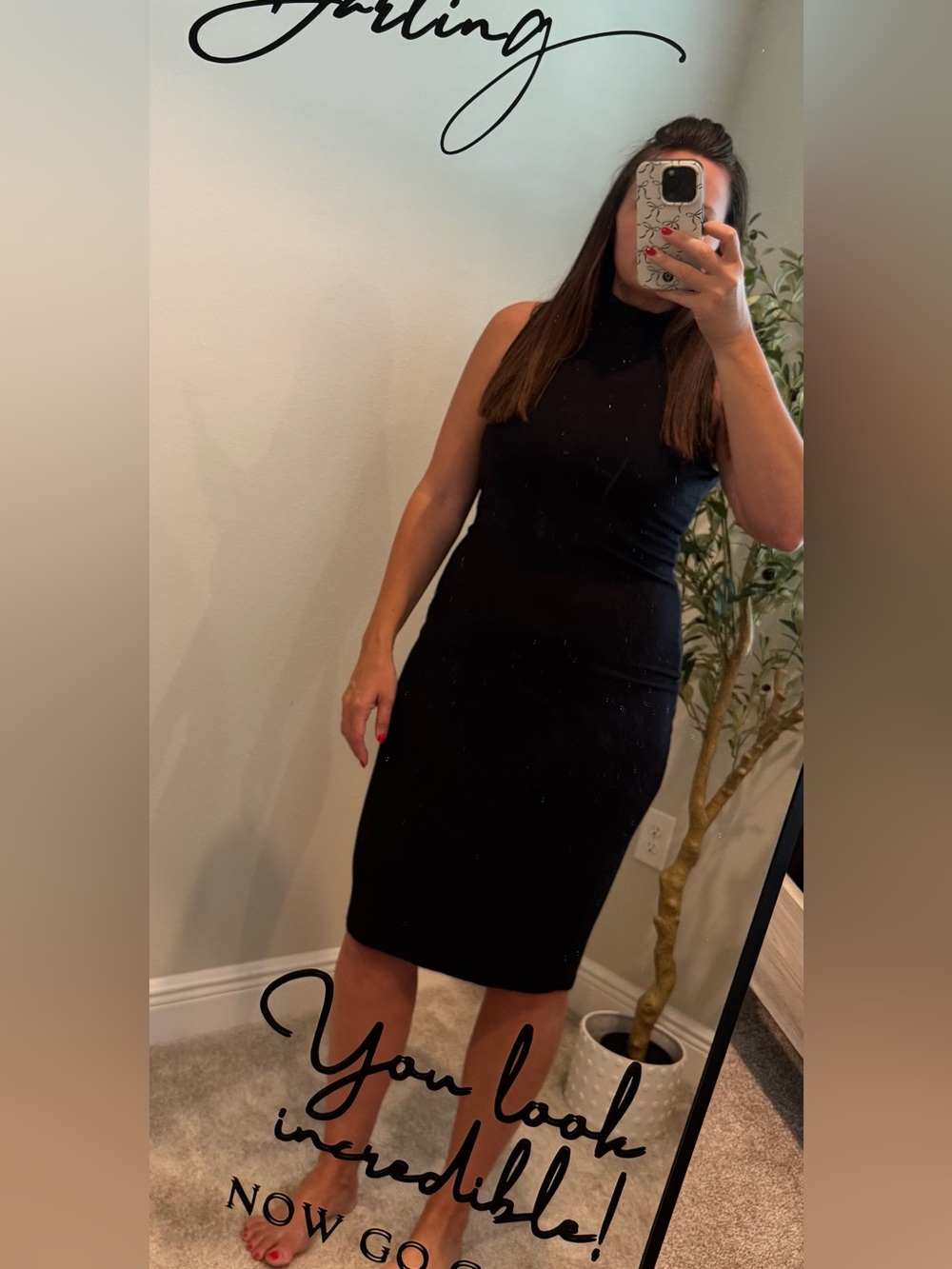 Sleeveless Black Bodycon Midi Dress - Unknown Brand